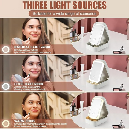 White Jewelry Box with LED Mirror