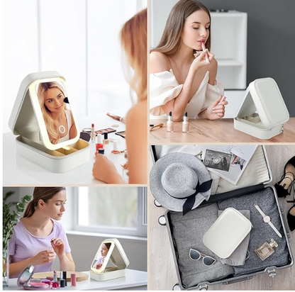White Jewelry Box with LED Mirror
